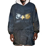 Heru-Ur Falcon Eyes Wearable Blanket Hoodie Solar Disk Ancient Egyptian Mythology in Dark Stone
