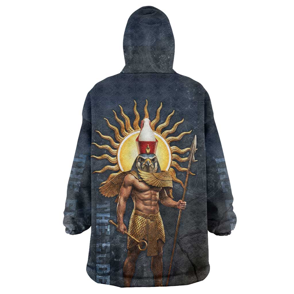 Heru-Ur Falcon Eyes Wearable Blanket Hoodie Solar Disk Ancient Egyptian Mythology in Dark Stone