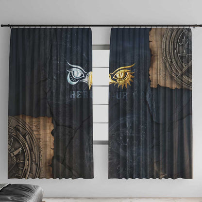 Heru-Ur Falcon Eyes Window Curtain Solar Disk Ancient Egyptian Mythology in Dark Stone