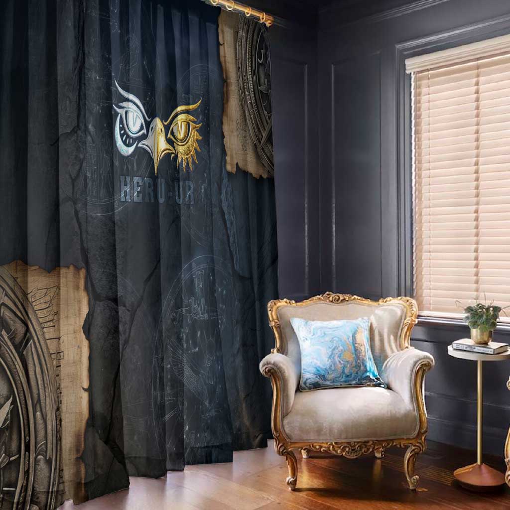 Heru-Ur Falcon Eyes Window Curtain Solar Disk Ancient Egyptian Mythology in Dark Stone