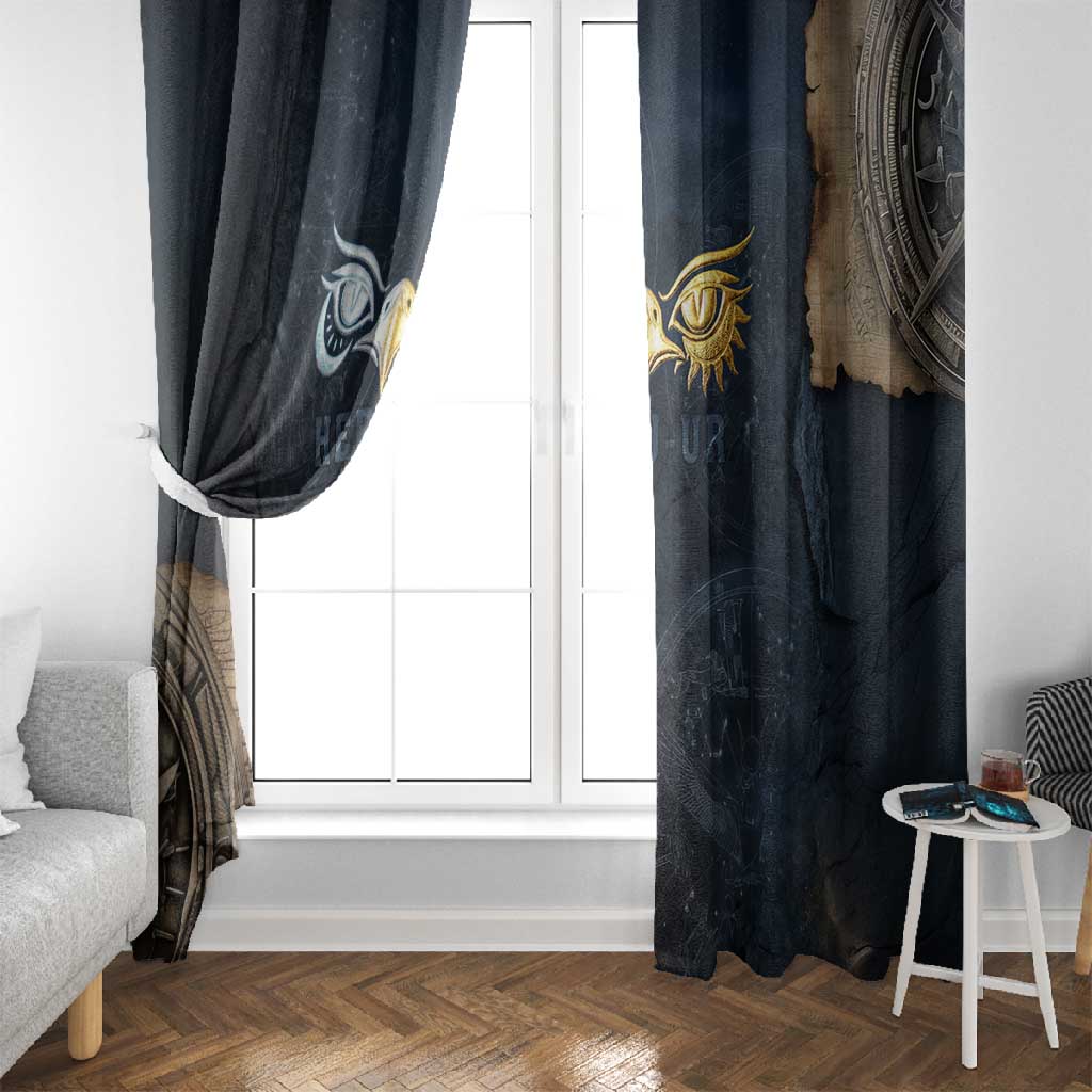 Heru-Ur Falcon Eyes Window Curtain Solar Disk Ancient Egyptian Mythology in Dark Stone