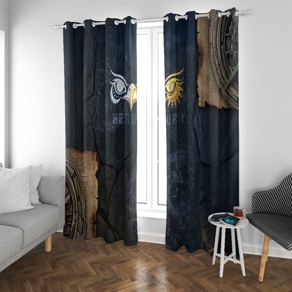 Heru-Ur Falcon Eyes Window Curtain Solar Disk Ancient Egyptian Mythology in Dark Stone