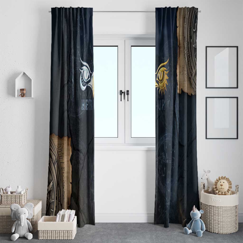 Heru-Ur Falcon Eyes Window Curtain Solar Disk Ancient Egyptian Mythology in Dark Stone
