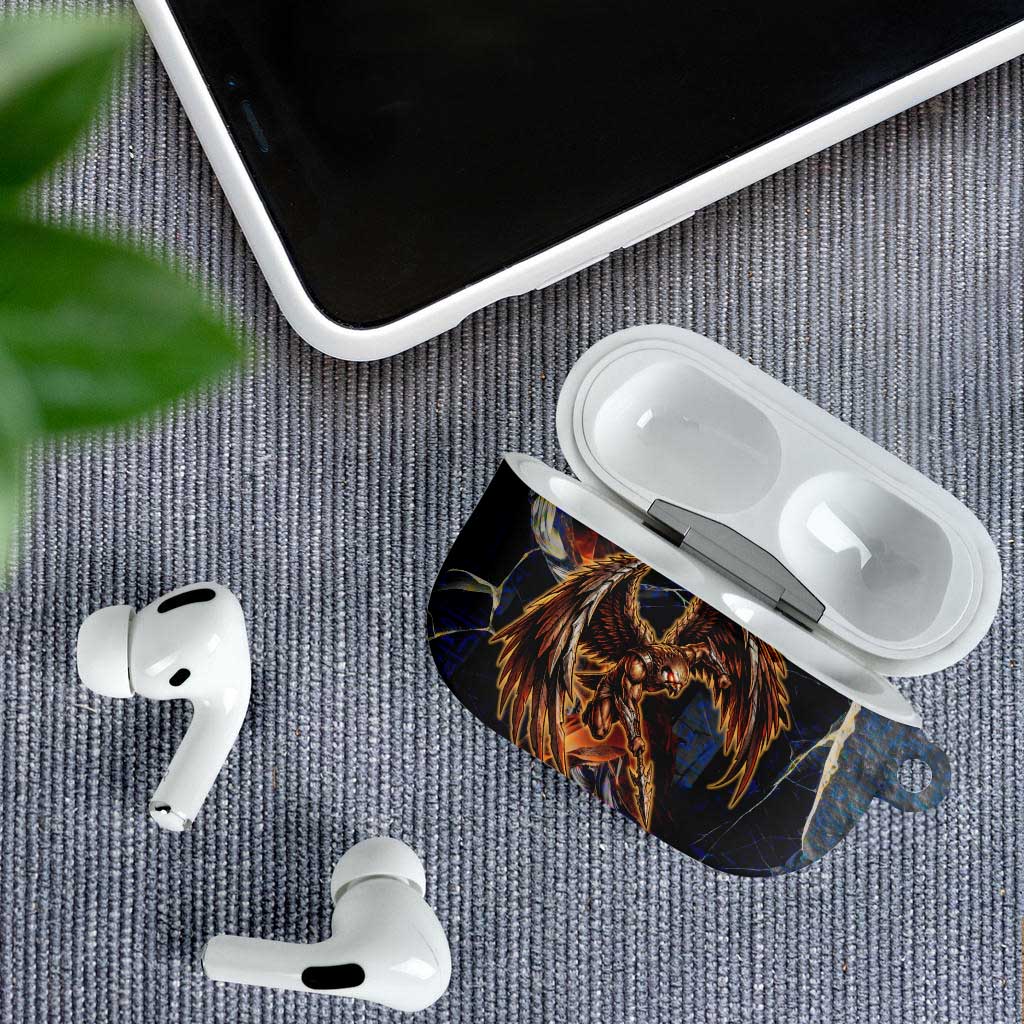 Heru-Ur AirPods Case Flaming Wings and Sword Ancient Egyptian Warrior