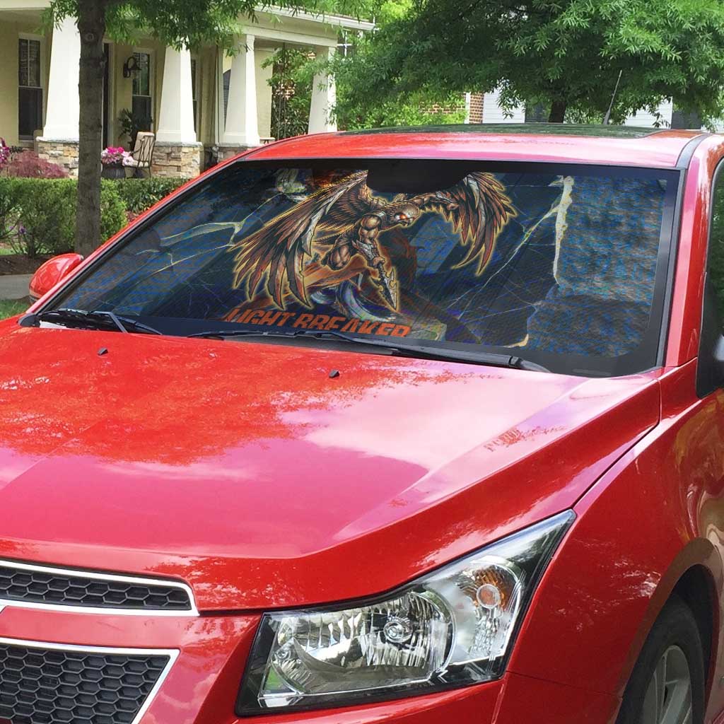 Heru-Ur Auto Sun Shade Flaming Wings and Sword Ancient Egyptian Warrior