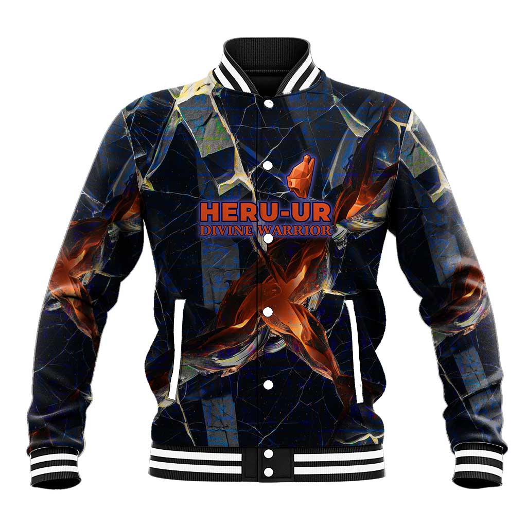 Heru-Ur Baseball Jacket Flaming Wings and Sword Ancient Egyptian Warrior