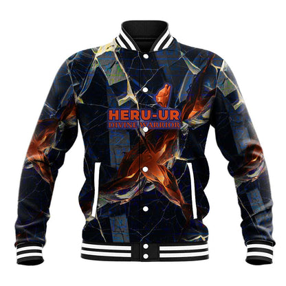 Heru-Ur Baseball Jacket Flaming Wings and Sword Ancient Egyptian Warrior
