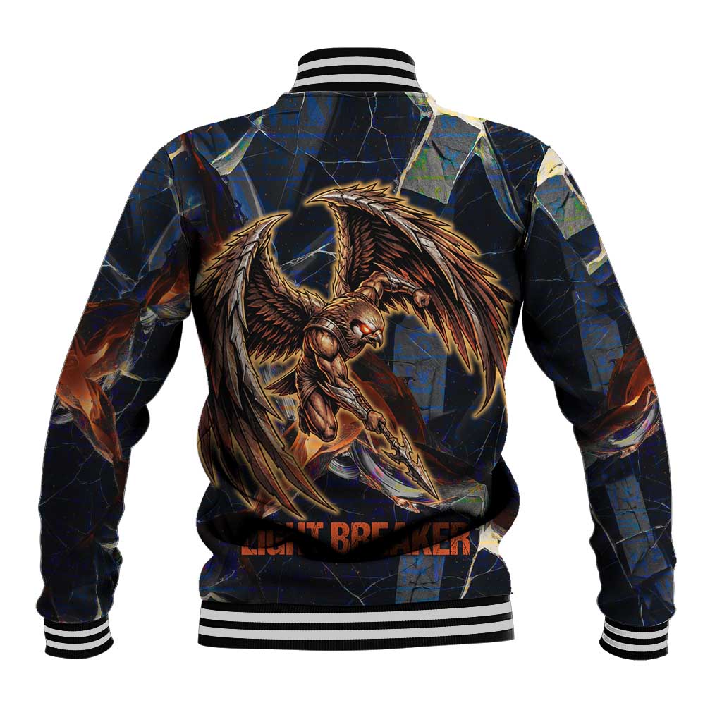 Heru-Ur Baseball Jacket Flaming Wings and Sword Ancient Egyptian Warrior