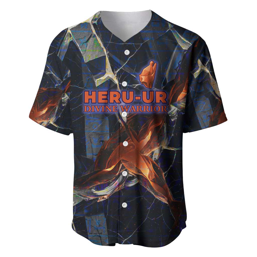 Heru-Ur Baseball Jersey Flaming Wings and Sword Ancient Egyptian Warrior