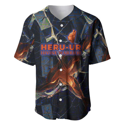 Heru-Ur Baseball Jersey Flaming Wings and Sword Ancient Egyptian Warrior