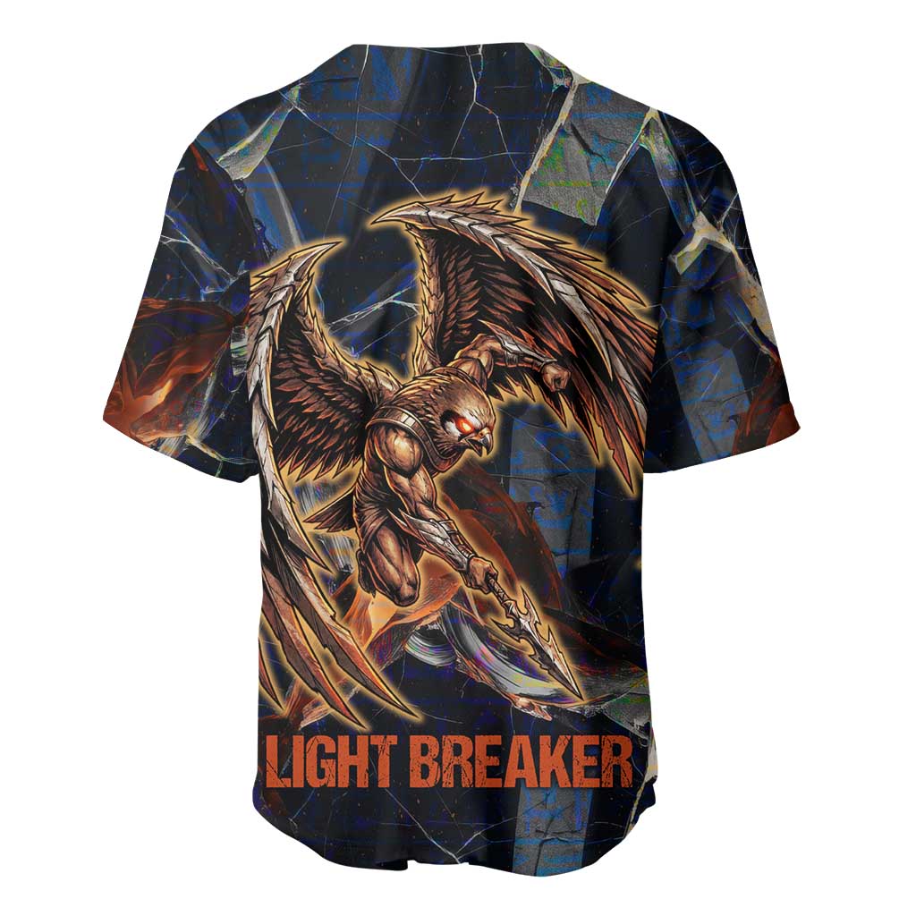 Heru-Ur Baseball Jersey Flaming Wings and Sword Ancient Egyptian Warrior