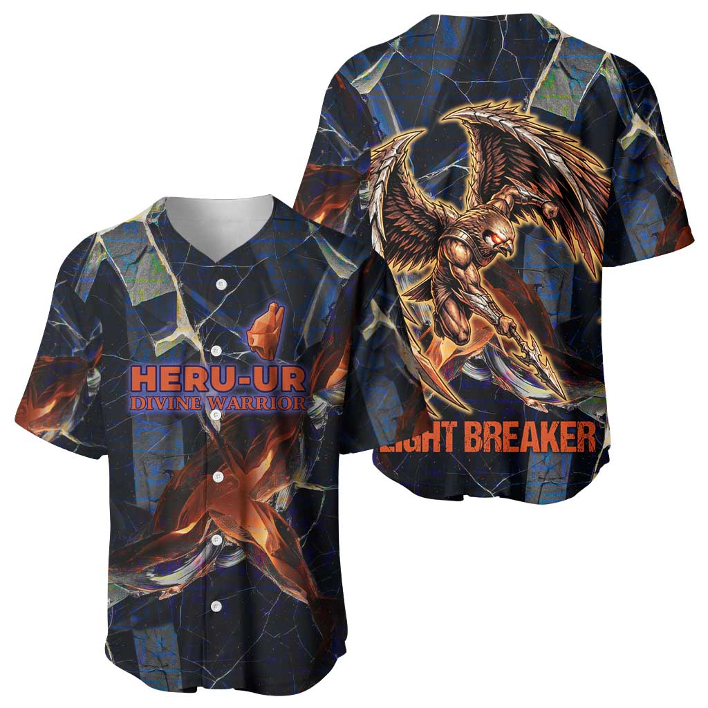 Heru-Ur Baseball Jersey Flaming Wings and Sword Ancient Egyptian Warrior