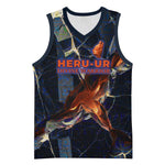 Heru-Ur Basketball Jersey Flaming Wings and Sword Ancient Egyptian Warrior