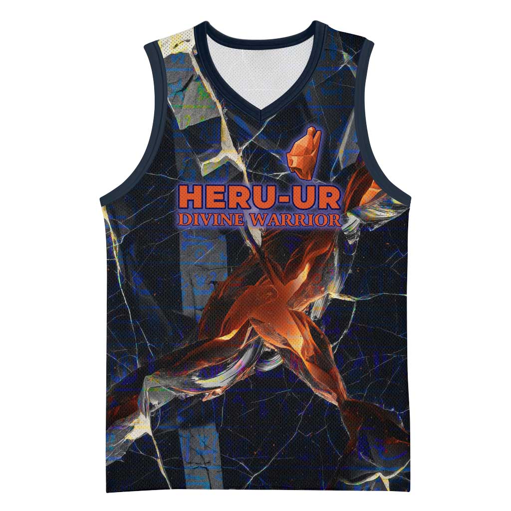 Heru-Ur Basketball Jersey Flaming Wings and Sword Ancient Egyptian Warrior
