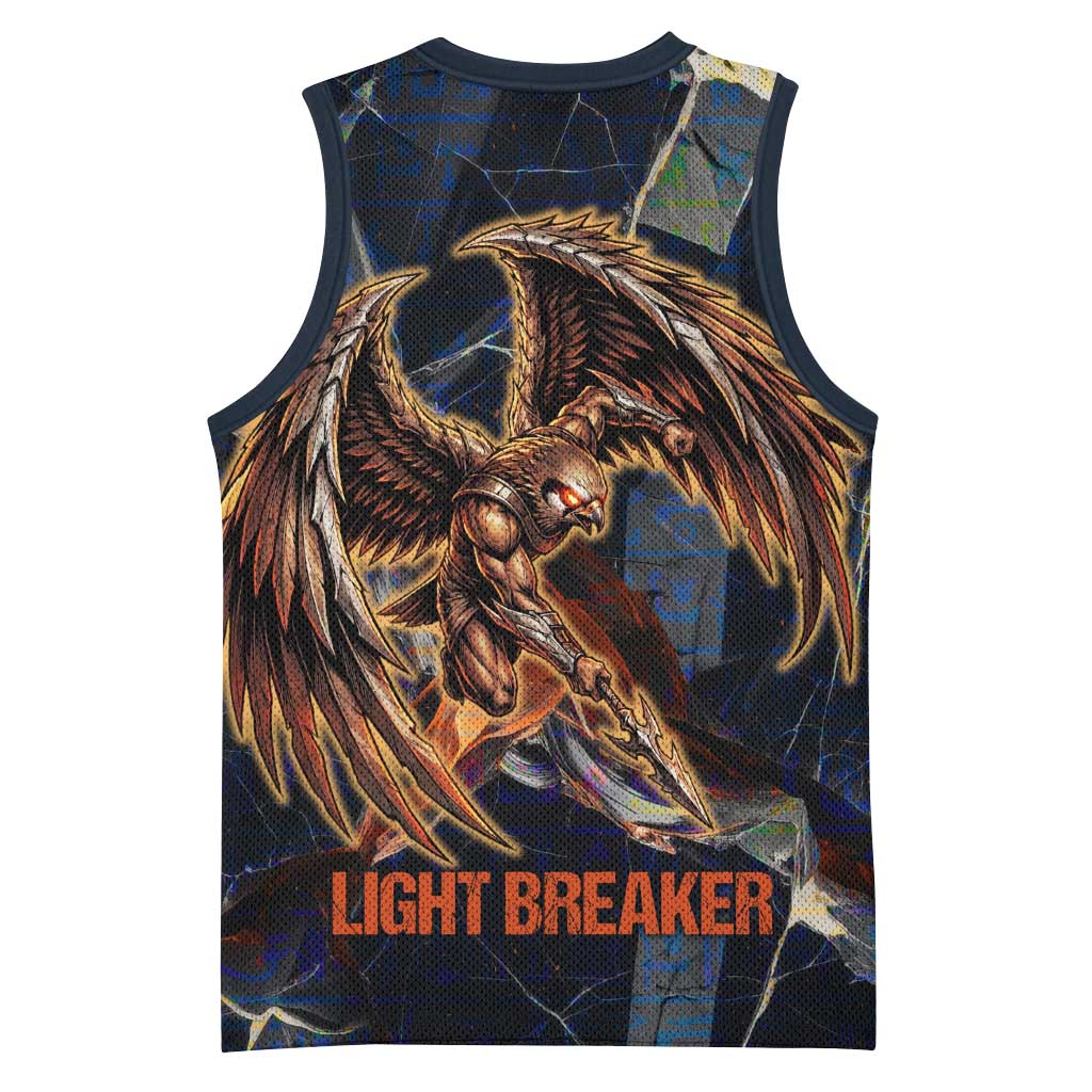 Heru-Ur Basketball Jersey Flaming Wings and Sword Ancient Egyptian Warrior