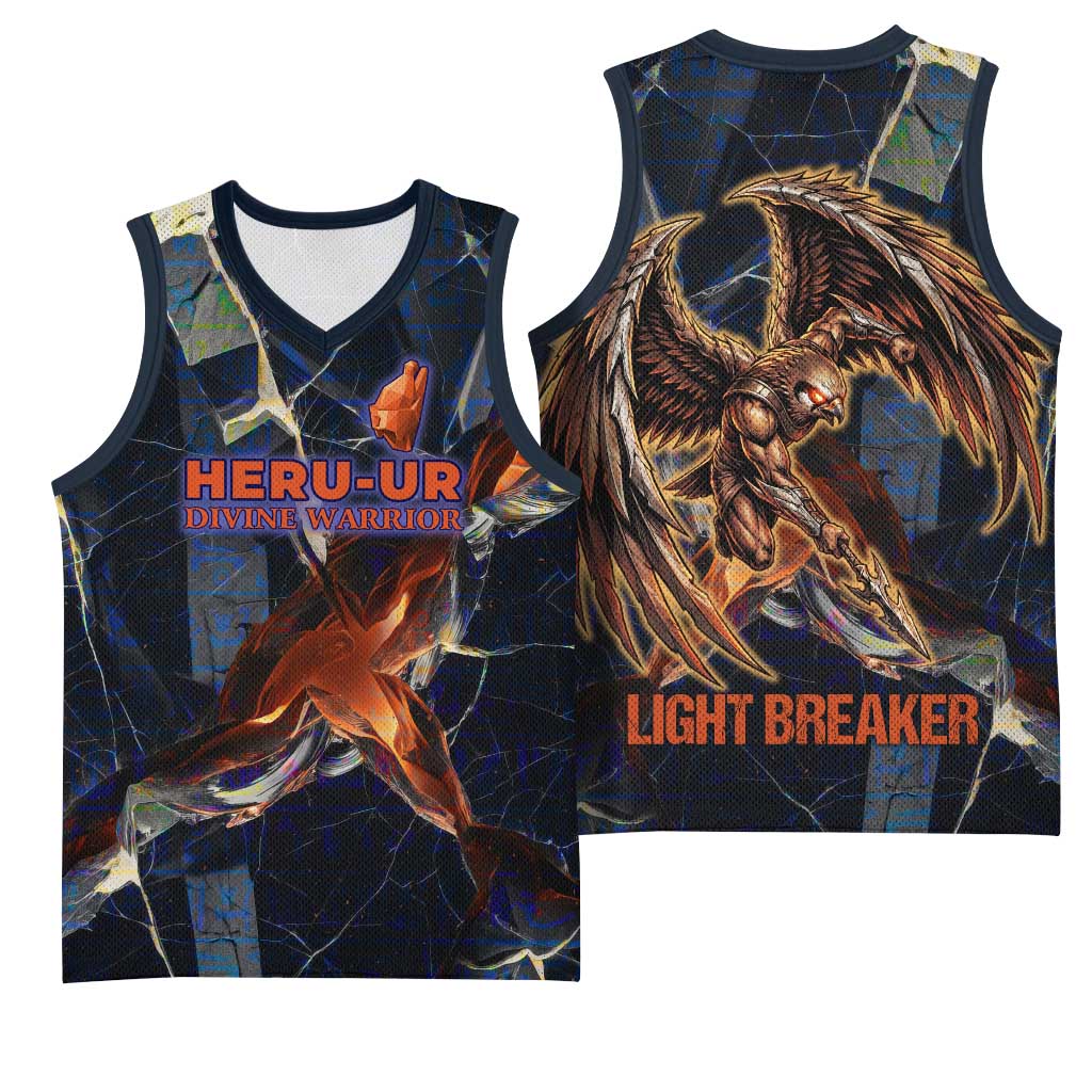Heru-Ur Basketball Jersey Flaming Wings and Sword Ancient Egyptian Warrior