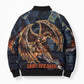 Heru-Ur Bomber Puffer Jacket Flaming Wings and Sword Ancient Egyptian Warrior
