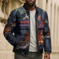 Heru-Ur Bomber Puffer Jacket Flaming Wings and Sword Ancient Egyptian Warrior