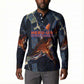 Heru-Ur Button Sweatshirt Flaming Wings and Sword Ancient Egyptian Warrior