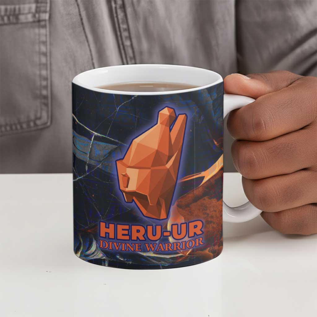 Heru-Ur Ceramic Mug Flaming Wings and Sword Ancient Egyptian Warrior