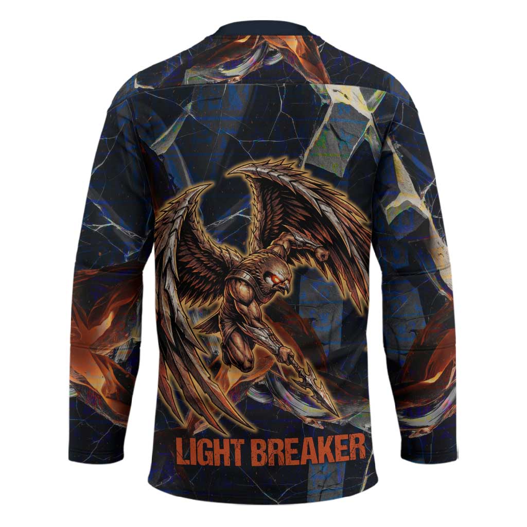Heru-Ur Hockey Jersey Flaming Wings and Sword Ancient Egyptian Warrior