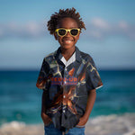 Heru-Ur Kid Hawaiian Shirt Flaming Wings and Sword Ancient Egyptian Warrior