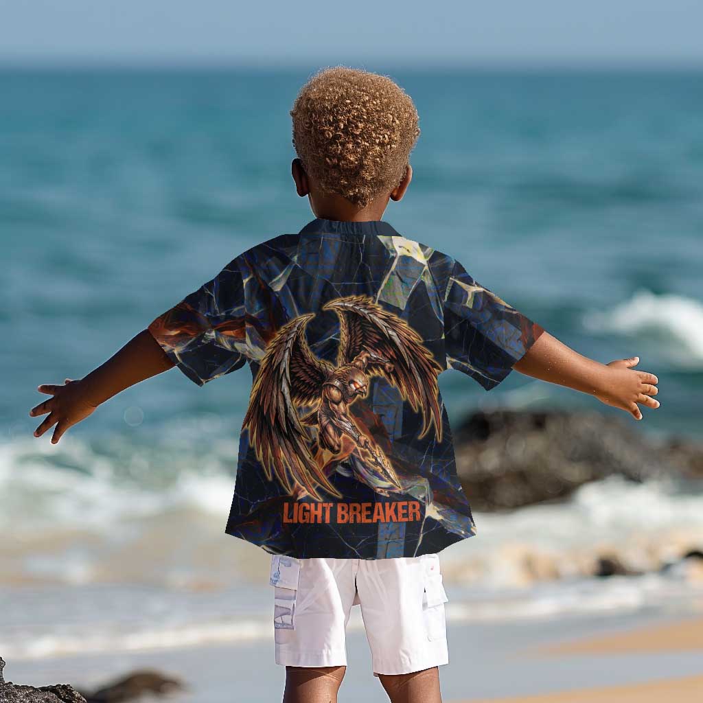 Heru-Ur Kid Hawaiian Shirt Flaming Wings and Sword Ancient Egyptian Warrior