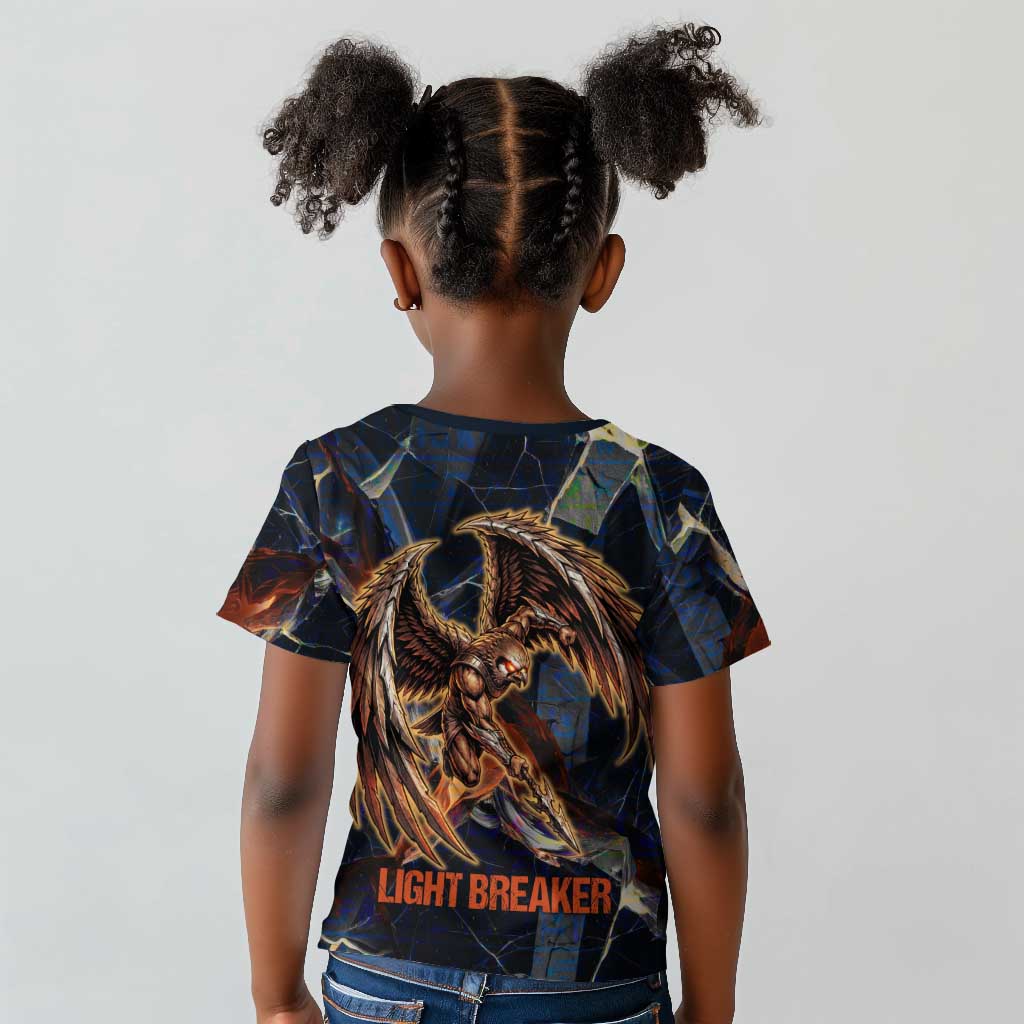 Heru-Ur Kid T shirt Flaming Wings and Sword Ancient Egyptian Warrior