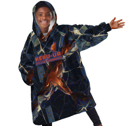 Heru-Ur Kid Wearable Blanket Hoodie Flaming Wings and Sword Ancient Egyptian Warrior