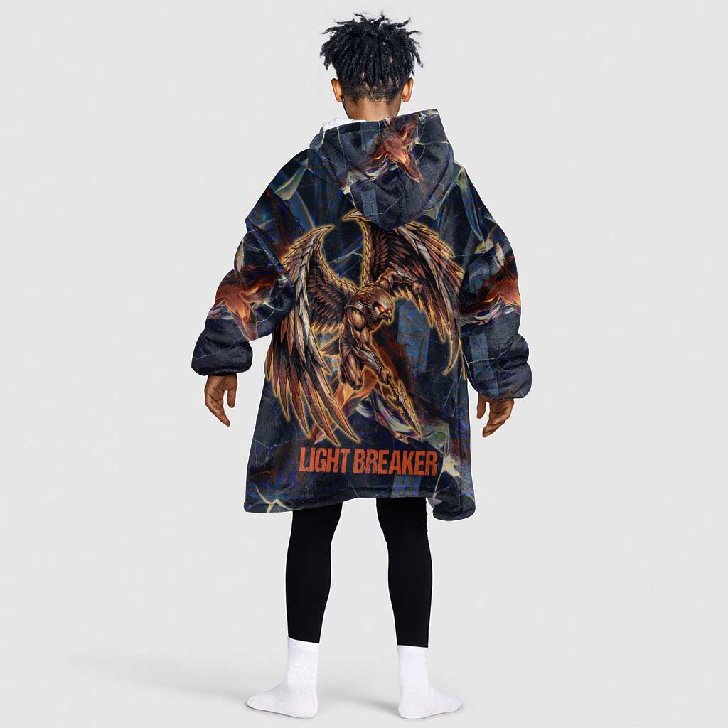 Heru-Ur Kid Wearable Blanket Hoodie Flaming Wings and Sword Ancient Egyptian Warrior