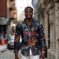 Heru-Ur Long Sleeve Button Shirt Flaming Wings and Sword Ancient Egyptian Warrior