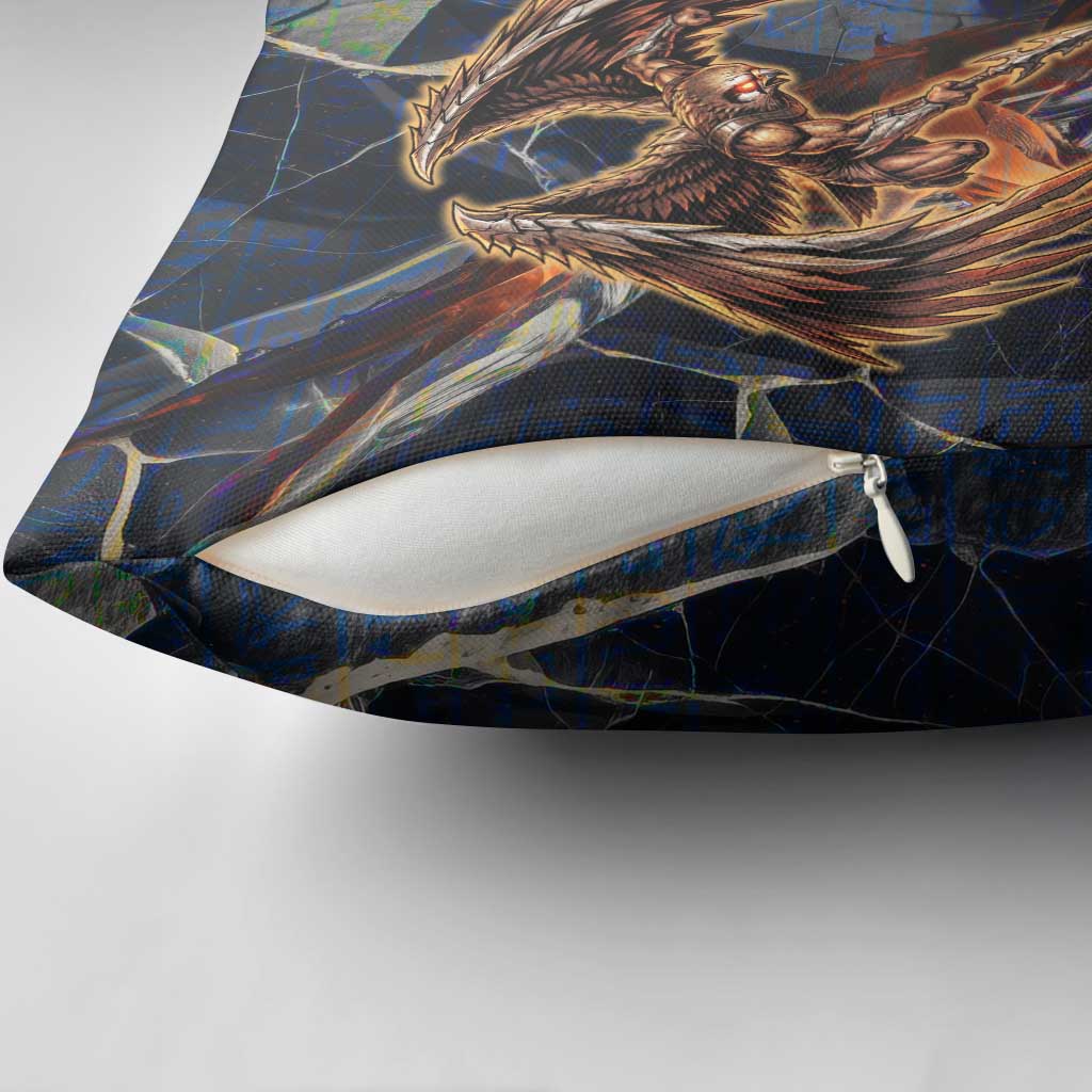 Heru-Ur Pillow Cover Flaming Wings and Sword Ancient Egyptian Warrior