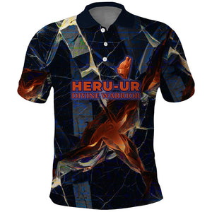 Heru-Ur Polo Shirt Flaming Wings and Sword Ancient Egyptian Warrior