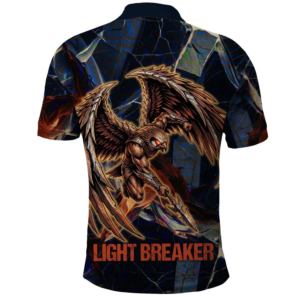 Heru-Ur Polo Shirt Flaming Wings and Sword Ancient Egyptian Warrior