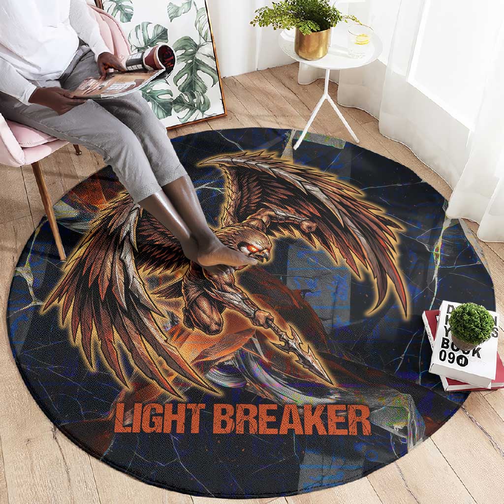 Heru-Ur Round Carpet Flaming Wings and Sword Ancient Egyptian Warrior