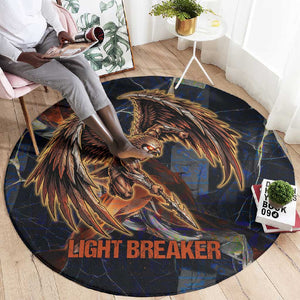Heru-Ur Round Carpet Flaming Wings and Sword Ancient Egyptian Warrior