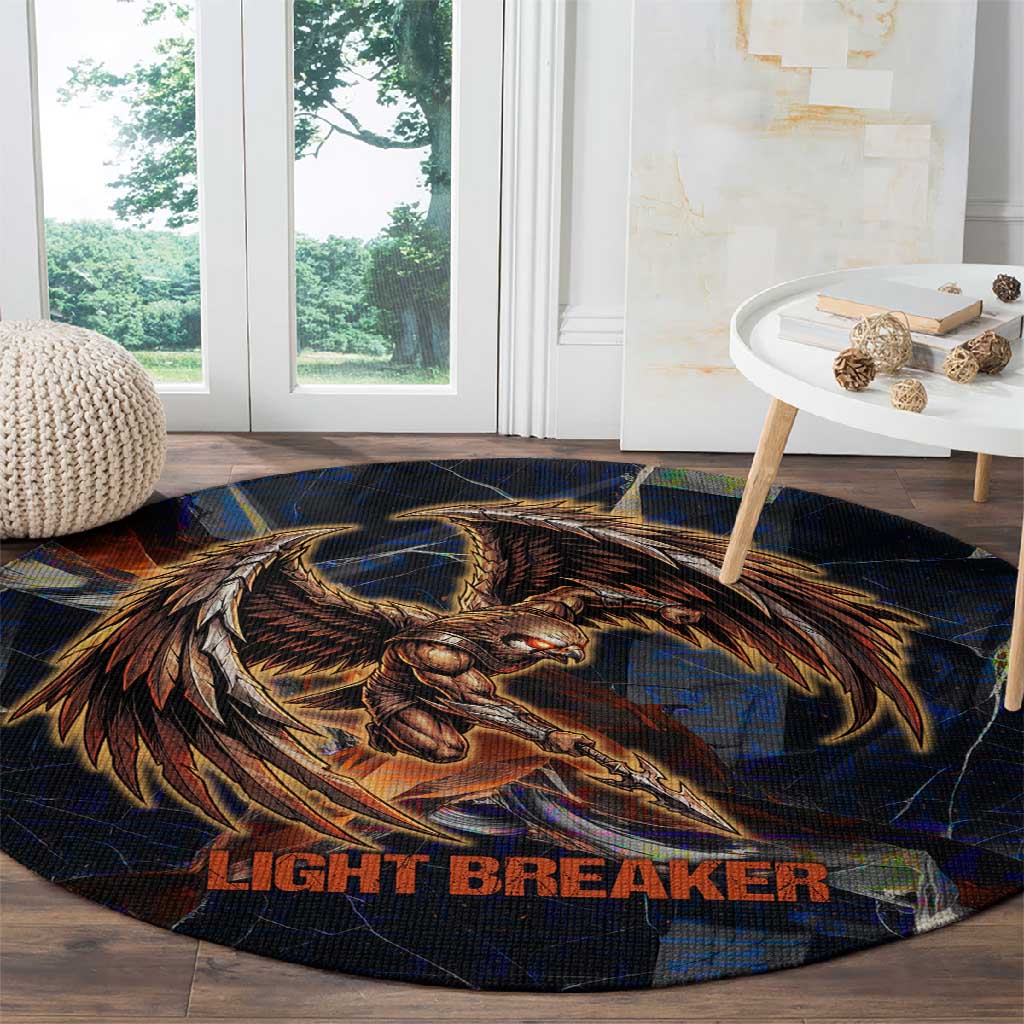 Heru-Ur Round Carpet Flaming Wings and Sword Ancient Egyptian Warrior