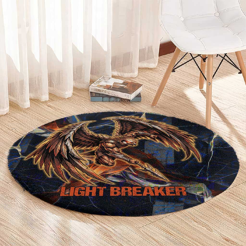 Heru-Ur Round Carpet Flaming Wings and Sword Ancient Egyptian Warrior