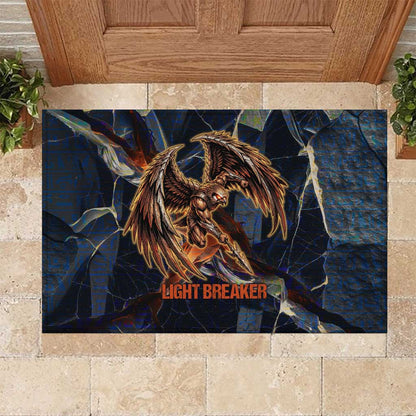 Heru-Ur Rubber Doormat Flaming Wings and Sword Ancient Egyptian Warrior