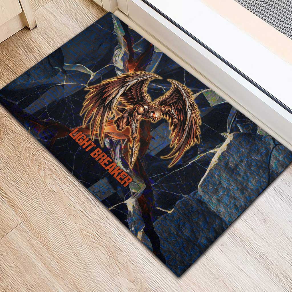 Heru-Ur Rubber Doormat Flaming Wings and Sword Ancient Egyptian Warrior