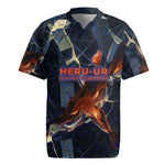 Heru-Ur Rugby Jersey Flaming Wings and Sword Ancient Egyptian Warrior