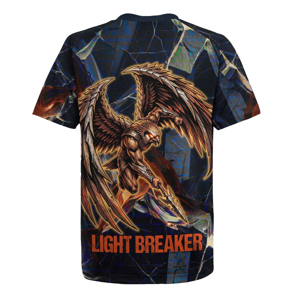 Heru-Ur Rugby Jersey Flaming Wings and Sword Ancient Egyptian Warrior
