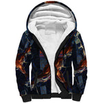 Heru-Ur Sherpa Hoodie Flaming Wings and Sword Ancient Egyptian Warrior