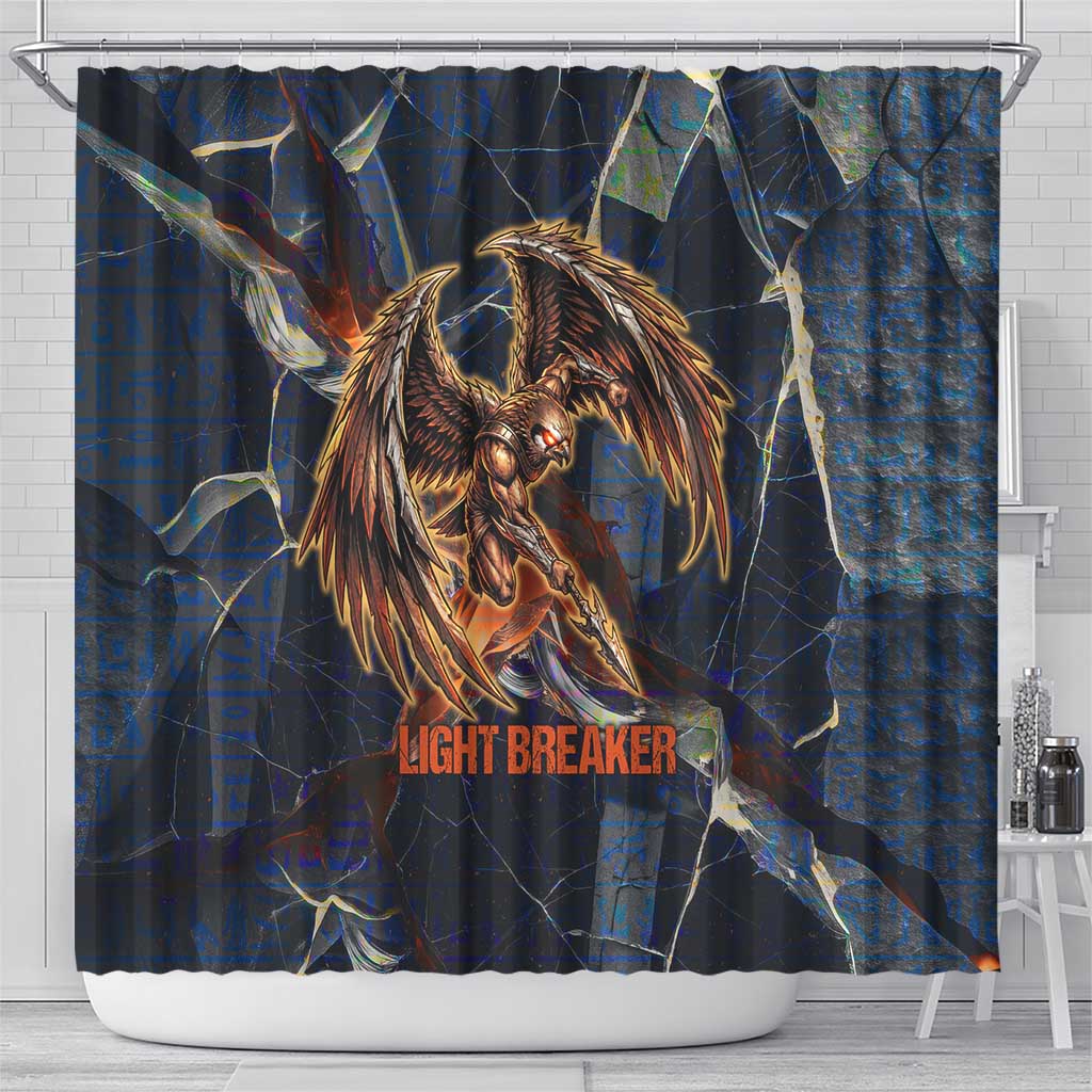 Heru-Ur Shower Curtain Flaming Wings and Sword Ancient Egyptian Warrior