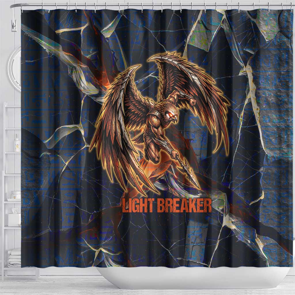 Heru-Ur Shower Curtain Flaming Wings and Sword Ancient Egyptian Warrior
