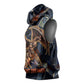 Heru-Ur Sleeveless Hoodie Flaming Wings and Sword Ancient Egyptian Warrior