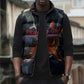 Heru-Ur Sleeveless Puffer Jacket Flaming Wings and Sword Ancient Egyptian Warrior