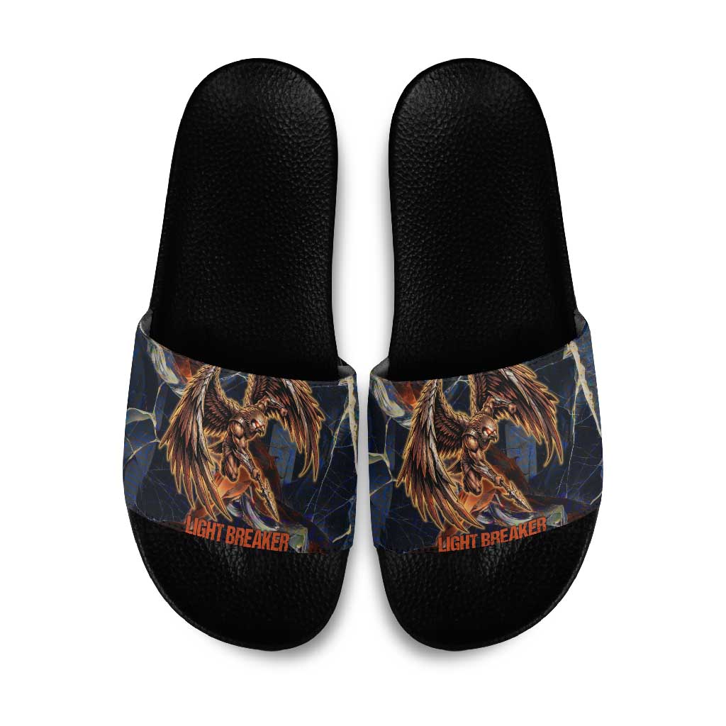 Heru-Ur Slide Sandals Flaming Wings and Sword Ancient Egyptian Warrior