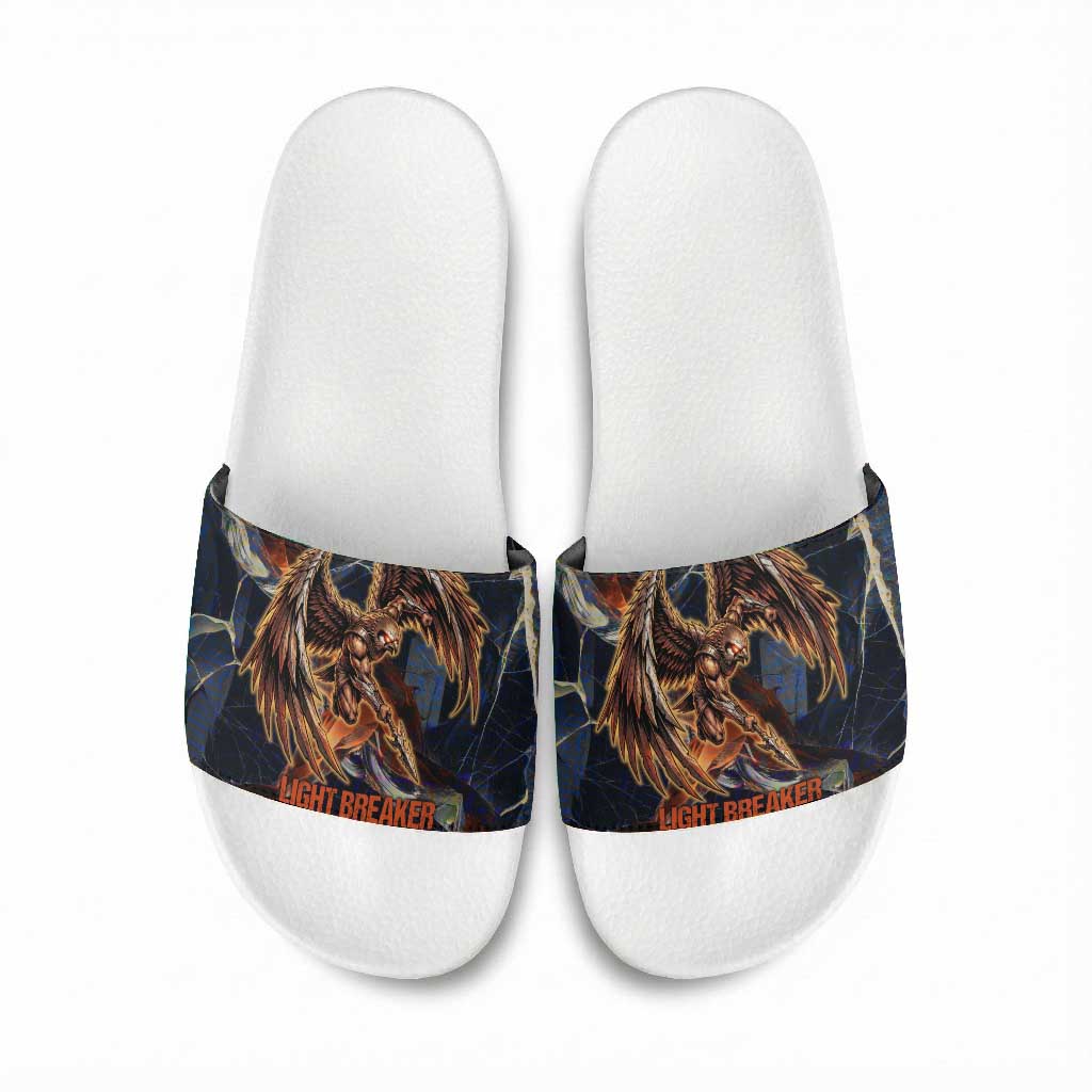 Heru-Ur Slide Sandals Flaming Wings and Sword Ancient Egyptian Warrior