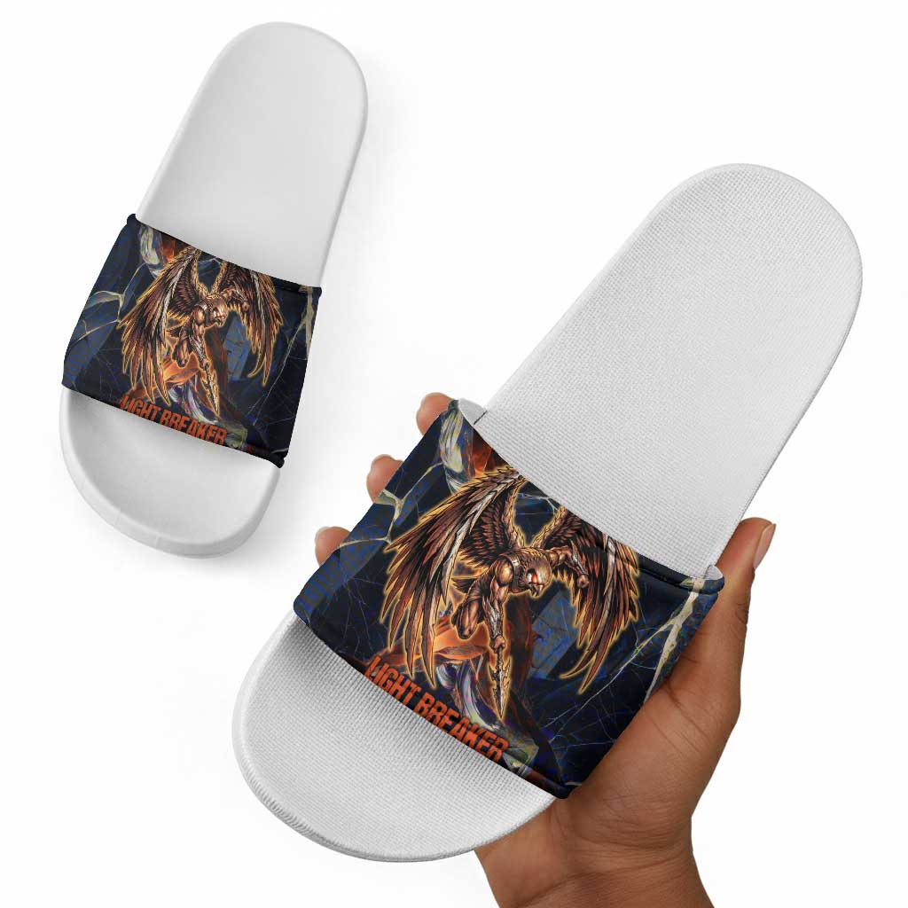 Heru-Ur Slide Sandals Flaming Wings and Sword Ancient Egyptian Warrior